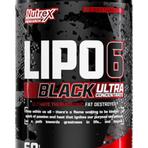 Nutrex Research Lipo-6 Black Ultra Concentrate | Thermogenic Energizing Fat Burner Supplement, Increase Weight Loss, Energy & Intense Focus |Capsule, 60Count